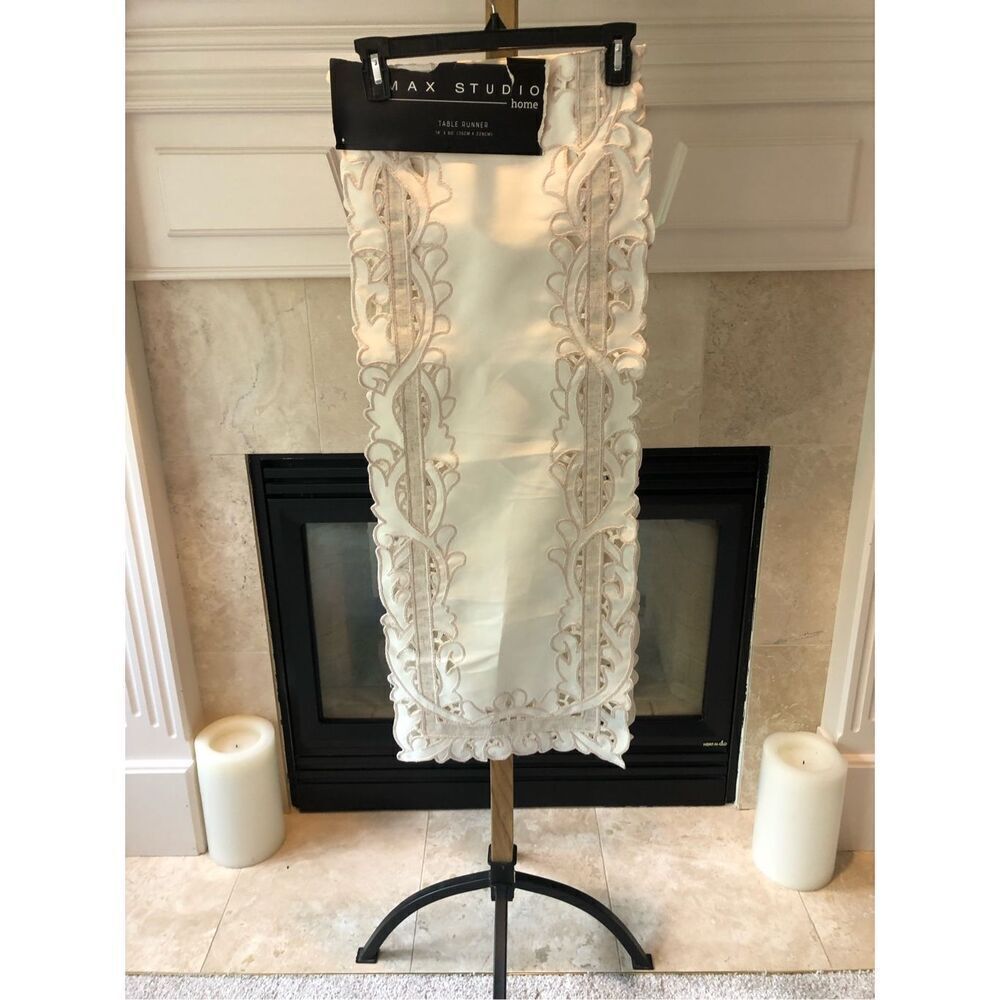 Max Studio Home Cream Table Runner Size 14” x 90” NWT